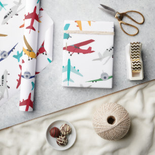 Colourful Airplanes Pattern Wrapping Paper