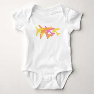 Colourful Airplanes pink yellow orange flying baby Bodysuit