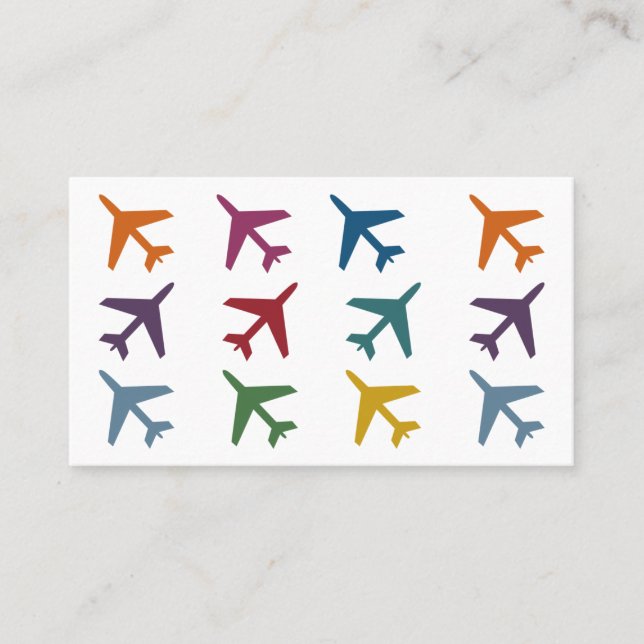 Colourful Airplanes Travel Business Cards (Front)