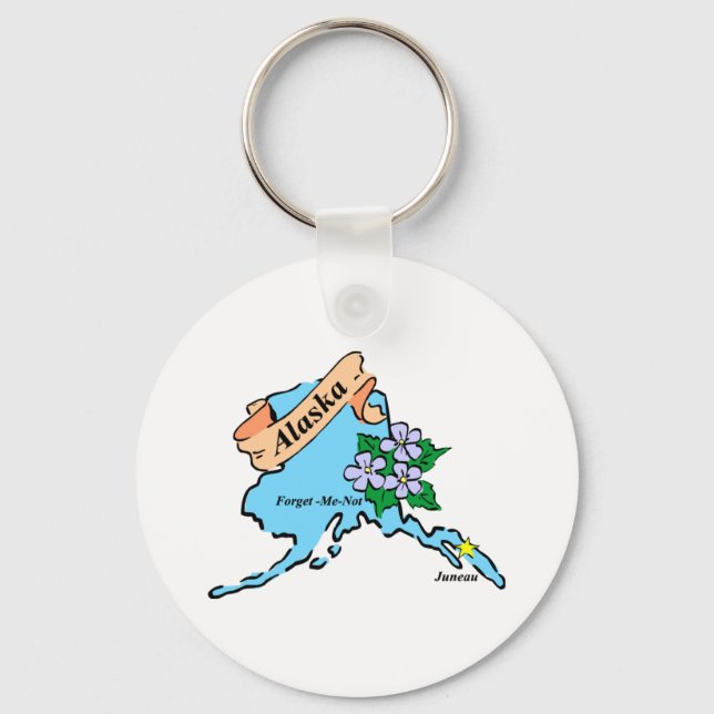 Colourful Alaska Map Tees and Gifts Keychain (Front)
