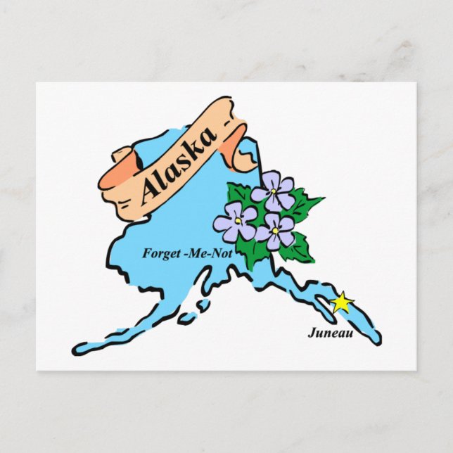 Colourful Alaska Map Tees and Gifts Postcard (Front)
