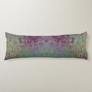 Colourful Alcohol Ink, Green and Burgundy Abstract Body Pillow