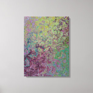 Colourful Alcohol Ink, Green and Burgundy Abstract Canvas Print