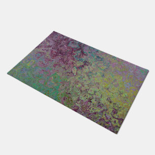 Colourful Alcohol Ink, Green and Burgundy Abstract Doormat