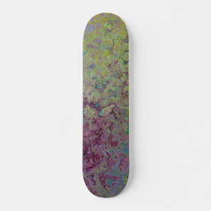 Colourful Alcohol Ink, Green and Burgundy Abstract Skateboard