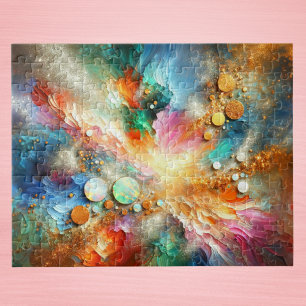 Colourful Alcohol Ink Opal Abstract Art Jigsaw Puzzle