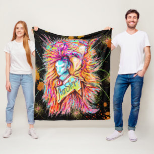 Colourful Alien Monster Art Pen Drawing Fantasy Fleece Blanket