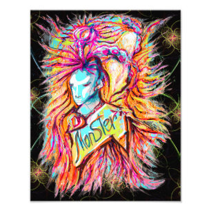 Colourful Alien Monster Art Pen Drawing Fantasy Photo Print