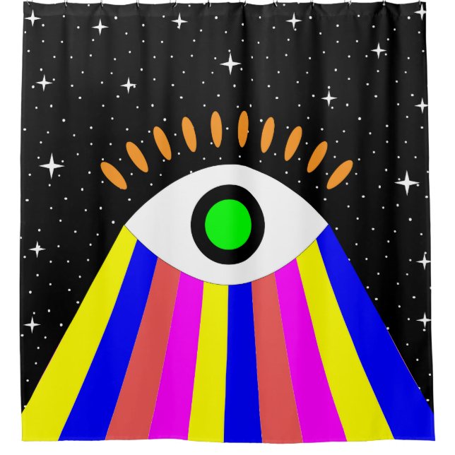 Colourful all seeing eye flat design with stars an (Front)