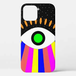 Colourful all seeing eye flat design with stars an iPhone 12 case