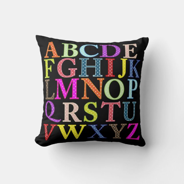 Colourful alphabet and numbers throw pillow (Front)