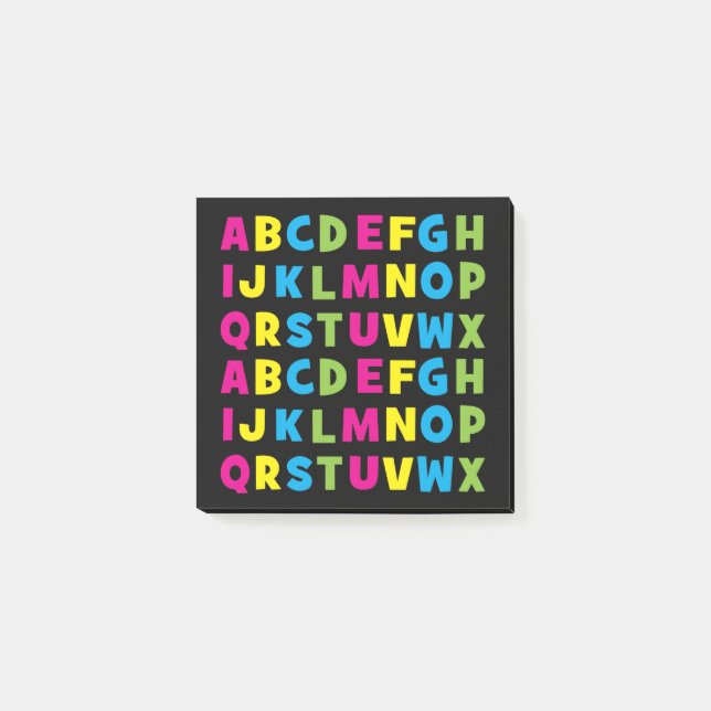 Colourful Alphabet Back To School Post-it Notes (Front)