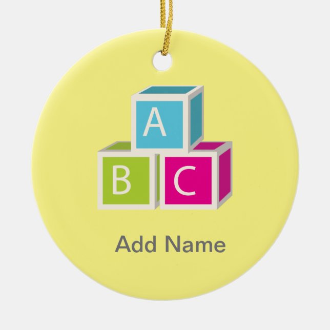 Colourful Alphabet blocks Ceramic Ornament (Front)