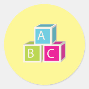 Colourful Alphabet blocks Classic Round Sticker