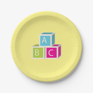 Colourful Alphabet blocks Paper Plate