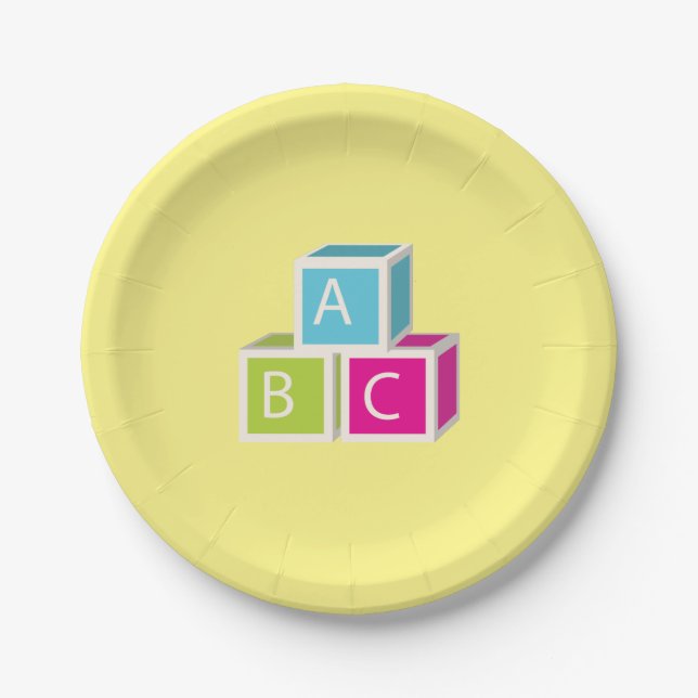 Colourful Alphabet blocks Paper Plate (Front)