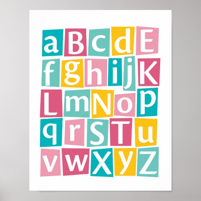 Colourful Alphabet kids poster (Front)