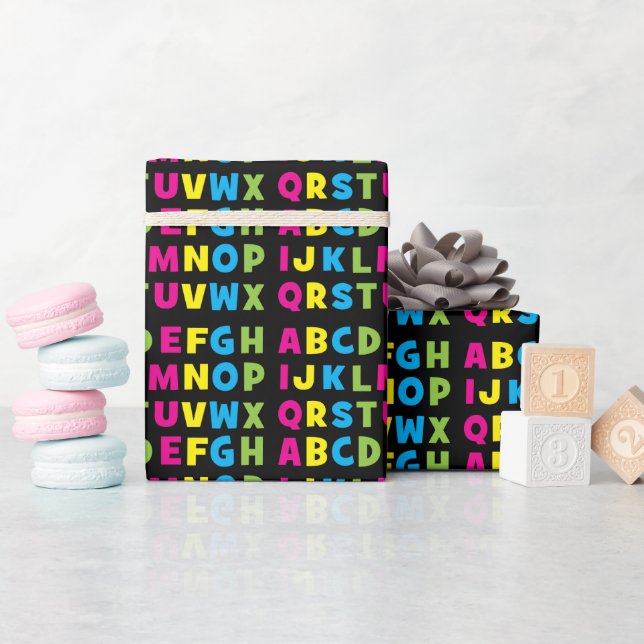 Colourful Alphabet Kindergarten Preschool Alphabet Wrapping Paper (Baby Shower)