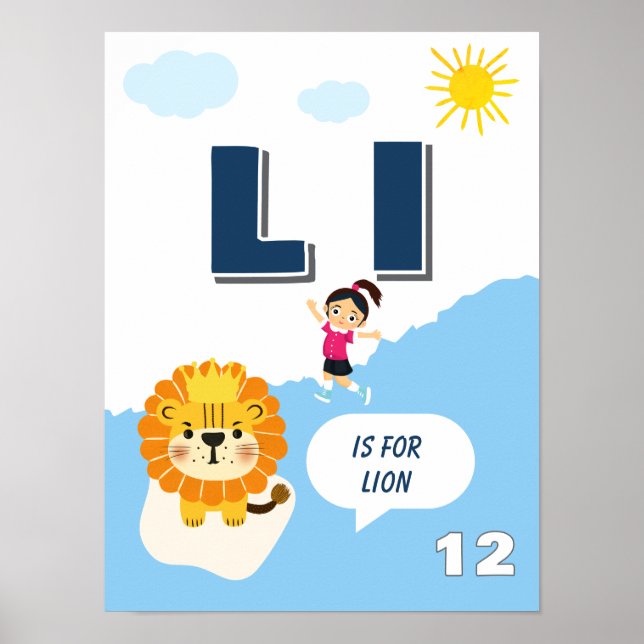 Colourful Alphabet Learning Poster Letter L (Front)