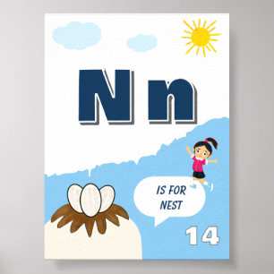 Colourful Alphabet Learning Poster Letter N
