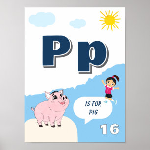 Colourful Alphabet Learning Poster Letter P