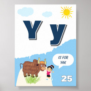 Colourful Alphabet Learning Poster Letter Y