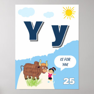 Colourful Alphabet Learning Poster Letter Y