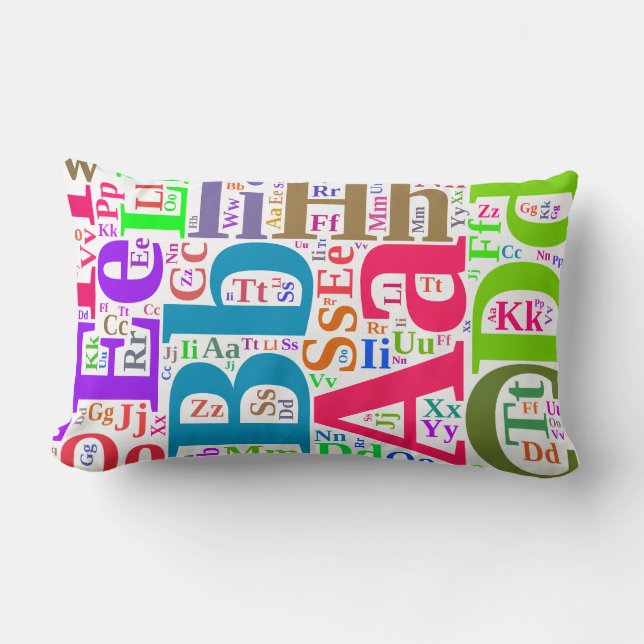 Colourful alphabet lumbar pillow (Front)