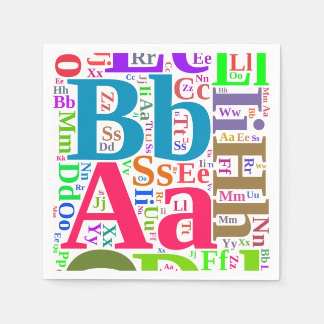 Colourful alphabet napkin (Front)