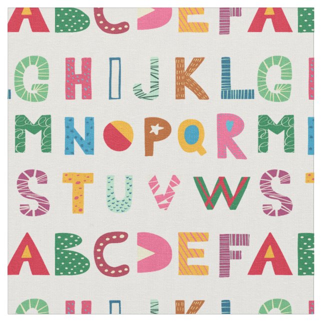 Colourful Alphabet Pattern Fabric (Close Up)