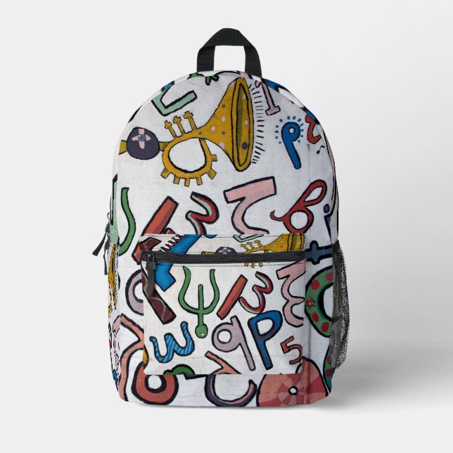 Colourful Alphabet Printed Backpack (Front)