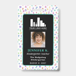 Colourful Alphabet Teacher Photo & Logo Badge