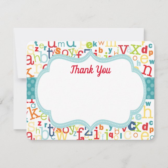 Colourful Alphabet Thank You Note Card (Front)