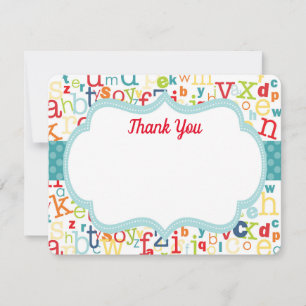 Colourful Alphabet Thank You Note Card