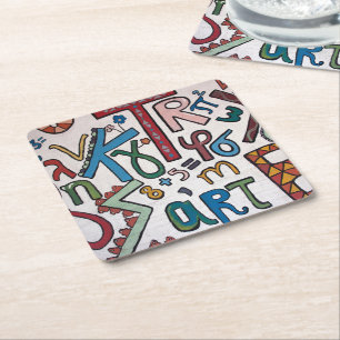 Colourful Alphabets Paper Coaster