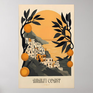 Colourful Amalfi Coast Print Vintage Italy Travel