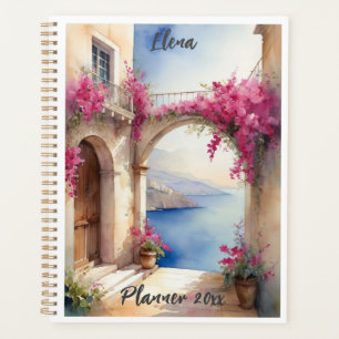 Colourful Amalfi Coast View Bougainvillea  Planner