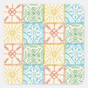 Colourful Amalfi style tile seamless pattern Square Sticker