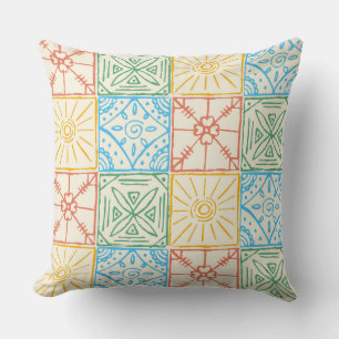 Colourful Amalfi style tile seamless pattern Throw Pillow