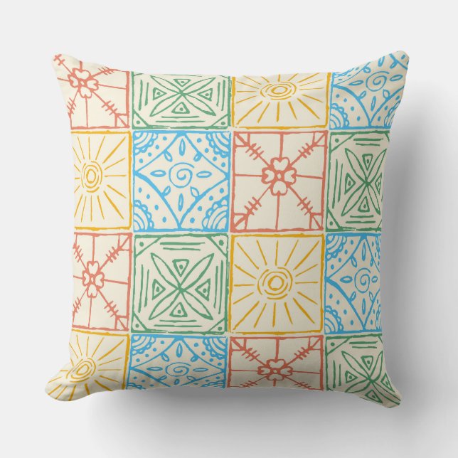Colourful Amalfi style tile seamless pattern Throw Pillow (Front)