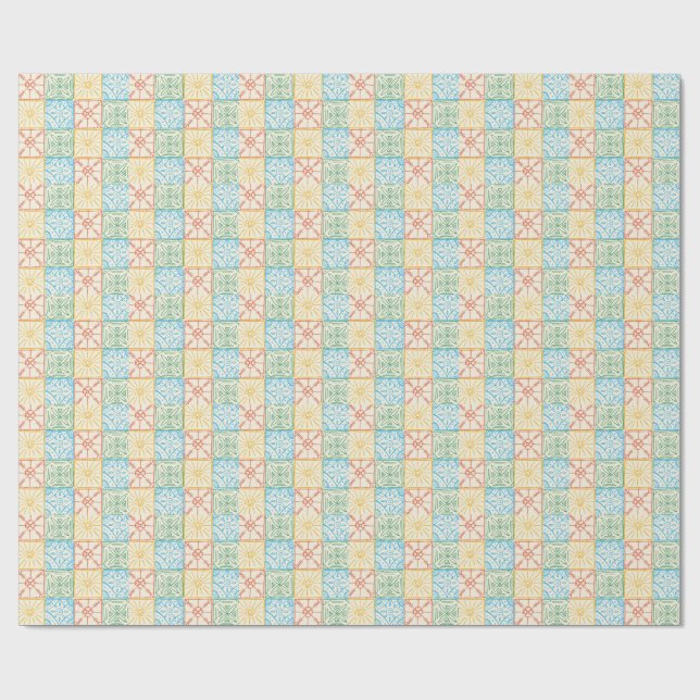 Colourful Amalfi style tile seamless pattern Wrapping Paper (Flat)