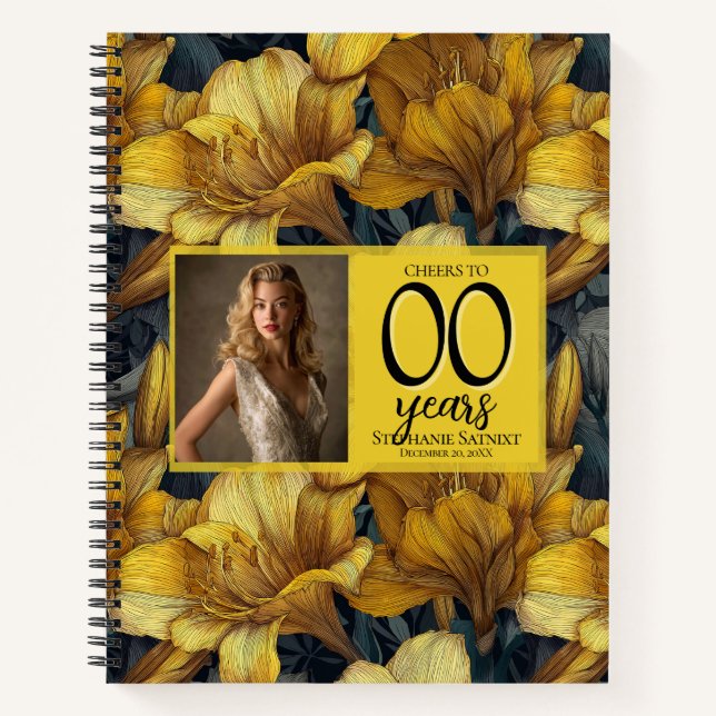 Colourful Amaryllis Forty Birthday Customized Notebook (Front)