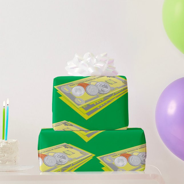 Colourful American Money Cash and Coins  Wrapping Paper (Creator Uploaded)