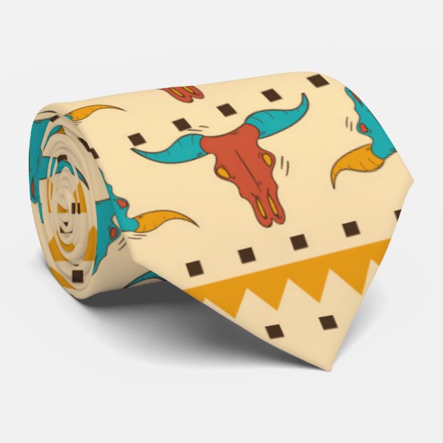 Colourful American Southwest themed pattern Tie (Rolled)