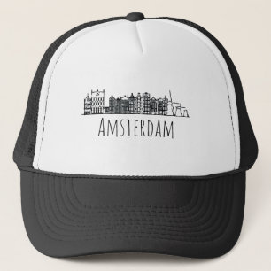 Colourful Amsterdam silhouette Graphic Design Trucker Hat