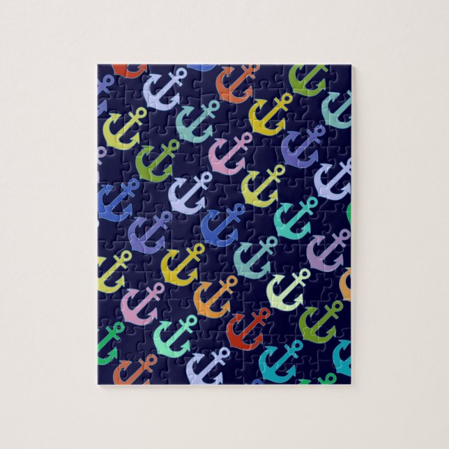colourful anchor pattern navy design jigsaw puzzle (Vertical)