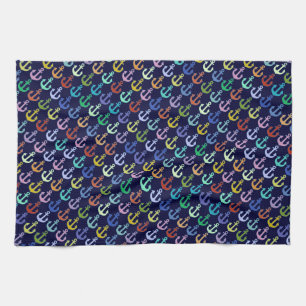 colourful anchor pattern navy design kitchen towel