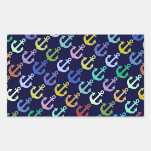 colourful anchor pattern navy design sticker