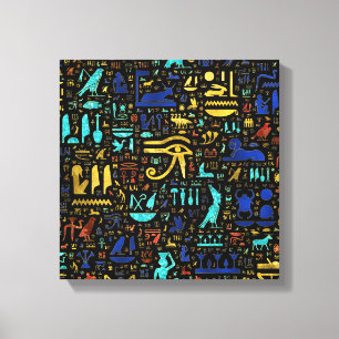 Colourful  Ancient Egyptian hieroglyphic pattern Canvas Print