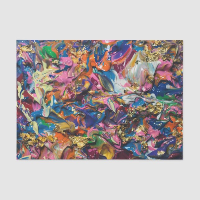 Colourful and Abstract Acrylic Flowers Canvas Tissue Paper (Front)